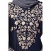 A-line party wear abaya with Resham embroidery work- Navy Blue